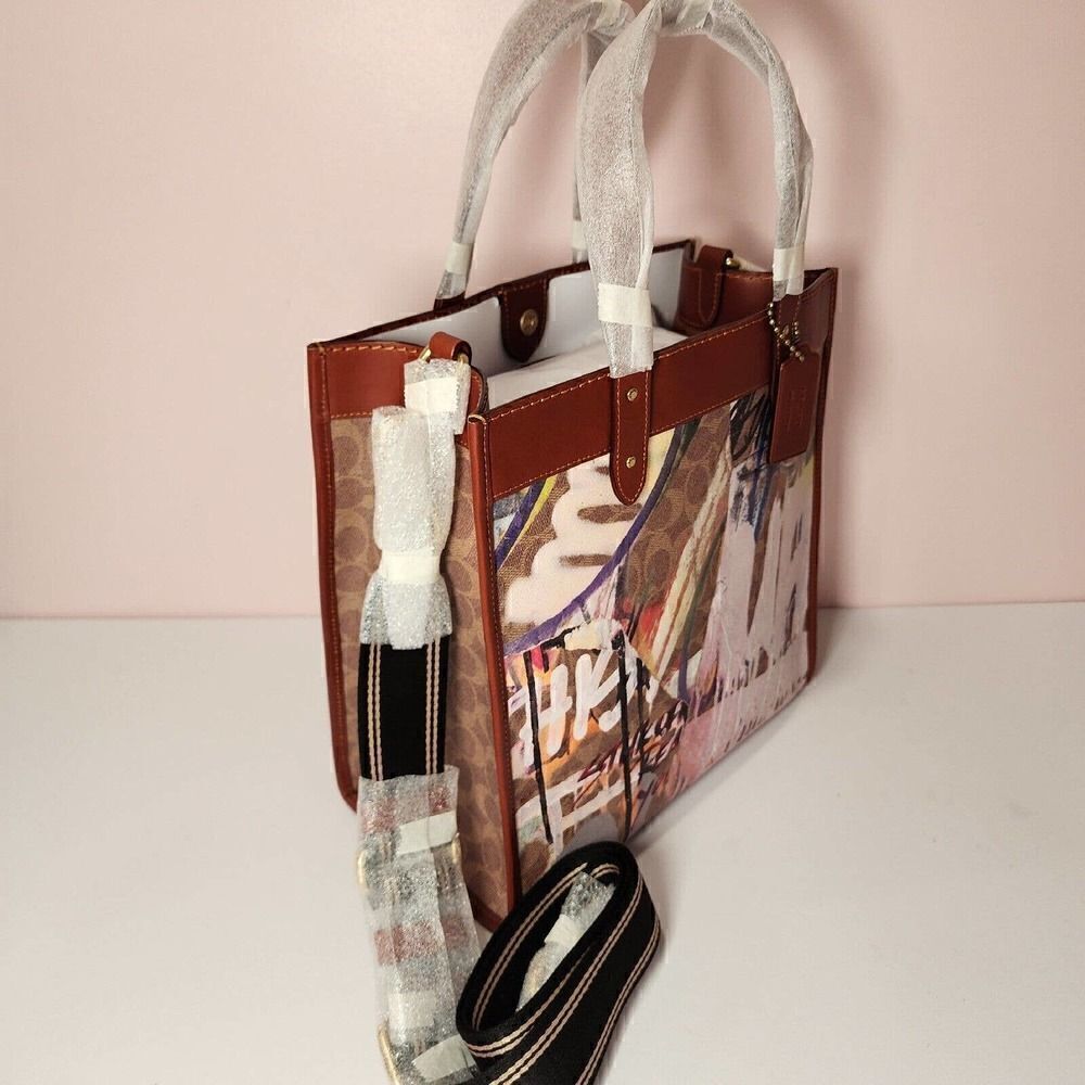 NWT CD719 Coach X Mint + Serf Field Tote In Signature Canvas Tan Rust Multi - Picture 4 of 7